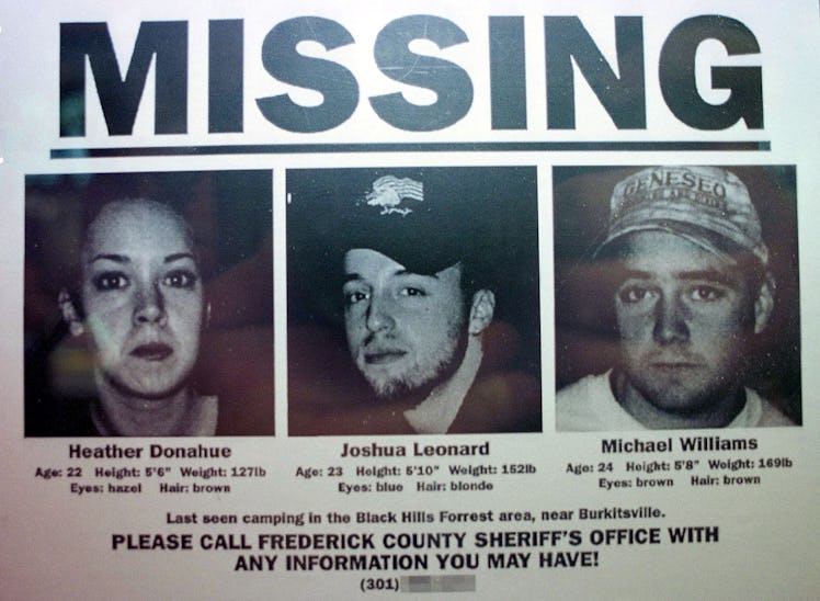 372696 01: One of the Blair Witch Project "artifacts", a missing poster, features the three actors w...
