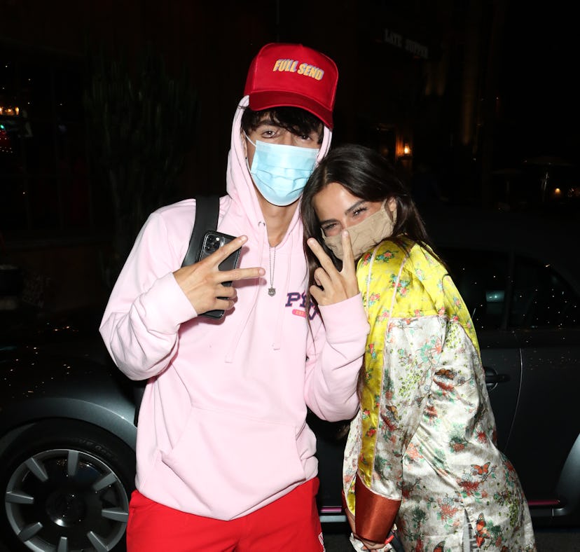 LOS ANGELES, CA - JULY 27: Bryce Hall and Addison Rae are seen on July 27, 2020 in Los Angeles, Cal...