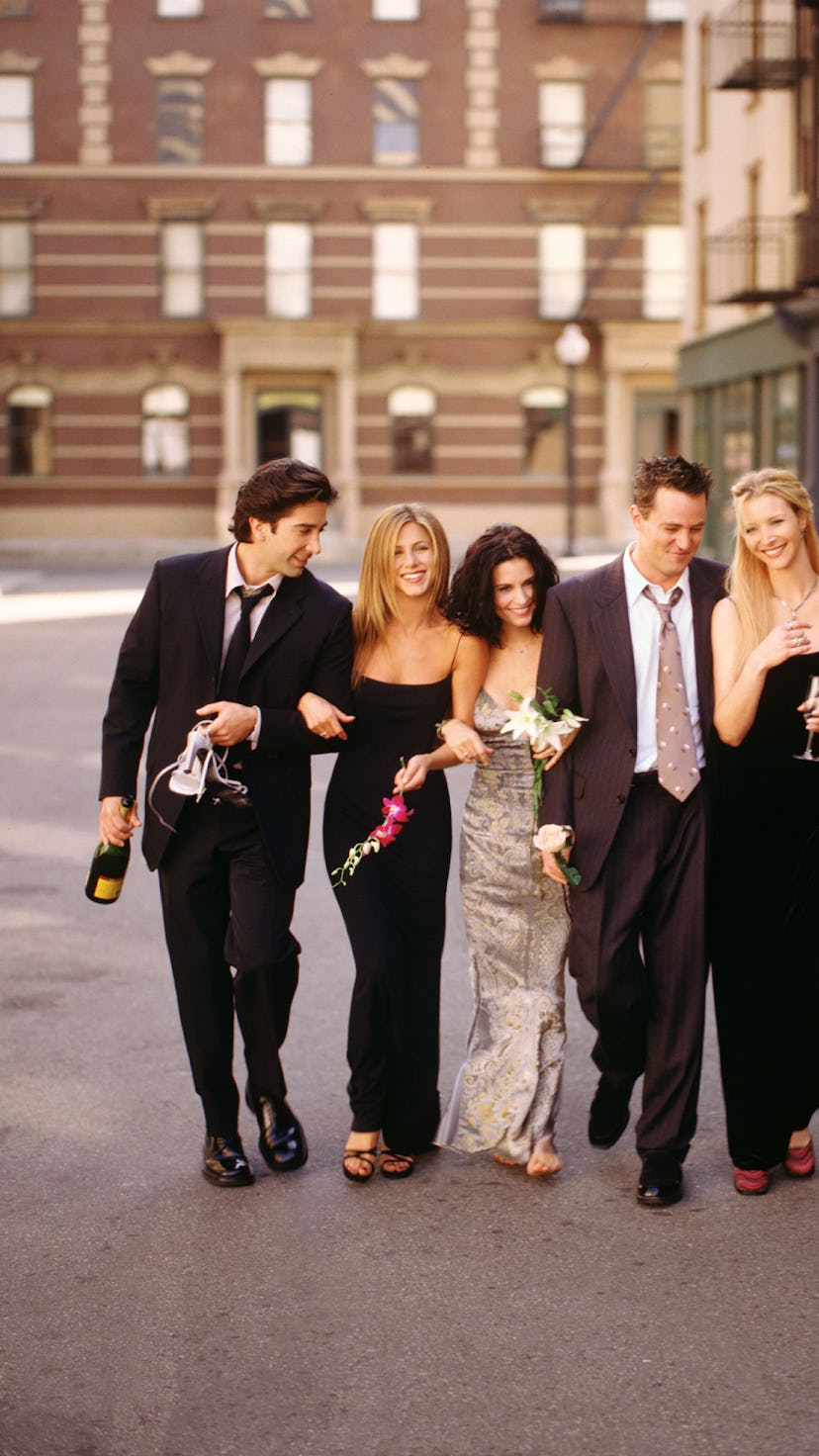 385848 01: Cast members of NBC's comedy series "Friends." Pictured: David Schwimmer as Ross Geller, ...