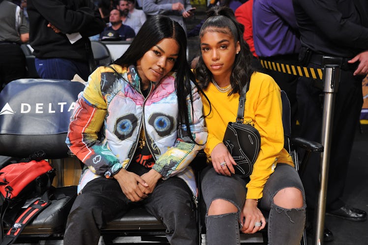 LOS ANGELES, CALIFORNIA - DECEMBER 30: Teyana Taylor (L) and Lori Harvey attend a basketball game be...