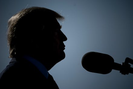 US President Donald Trump speaks during a memorial service at the Pentagon for the 9/11 terrorist at...