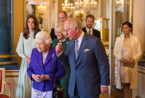 (L-R) Britain's Catherine, Duchess of Cambridge, Britain's Queen Elizabeth II, Britain's Prince Will...