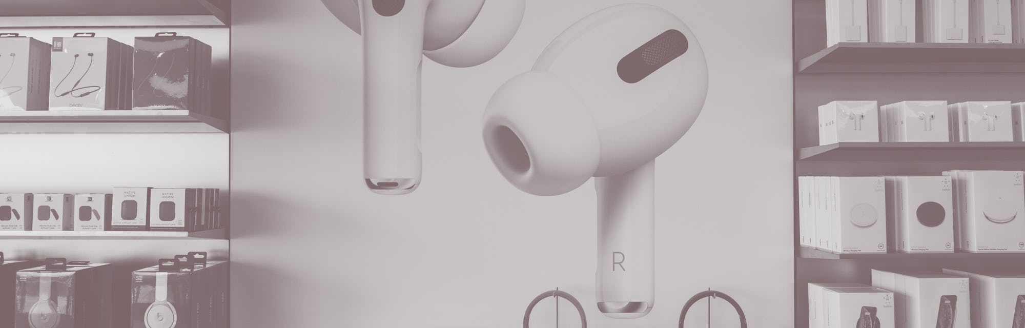 HONG KONG, CHINA - 2020/02/13: Digital wireless headphones, Airpods, seen at the American multinatio...