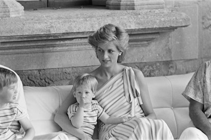 Prince Harry and his mother HRH Princess Diana, the Princess of Wales are on holiday with Prince Cha...
