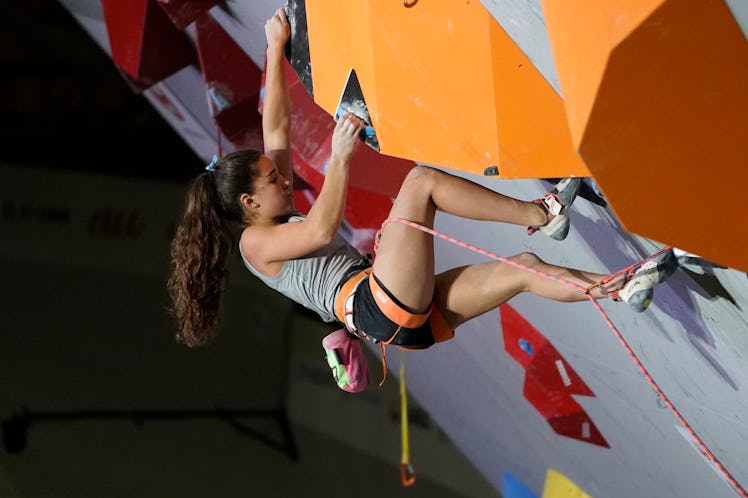 Brooke Raboutou competes in the Women Lead of the IFSC Climbing World Championships at the Esforta A...