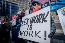 FOLEY SQUARE, NEW YORK, UNITED STATES - 2019/02/25: LGBTQ+, immigrant rights, harm reduction and cri...