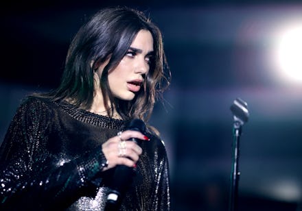 NEW YORK, NY - JANUARY 27: Dua Lipa performs onstage during Billboard and Mastercard present a nigh...