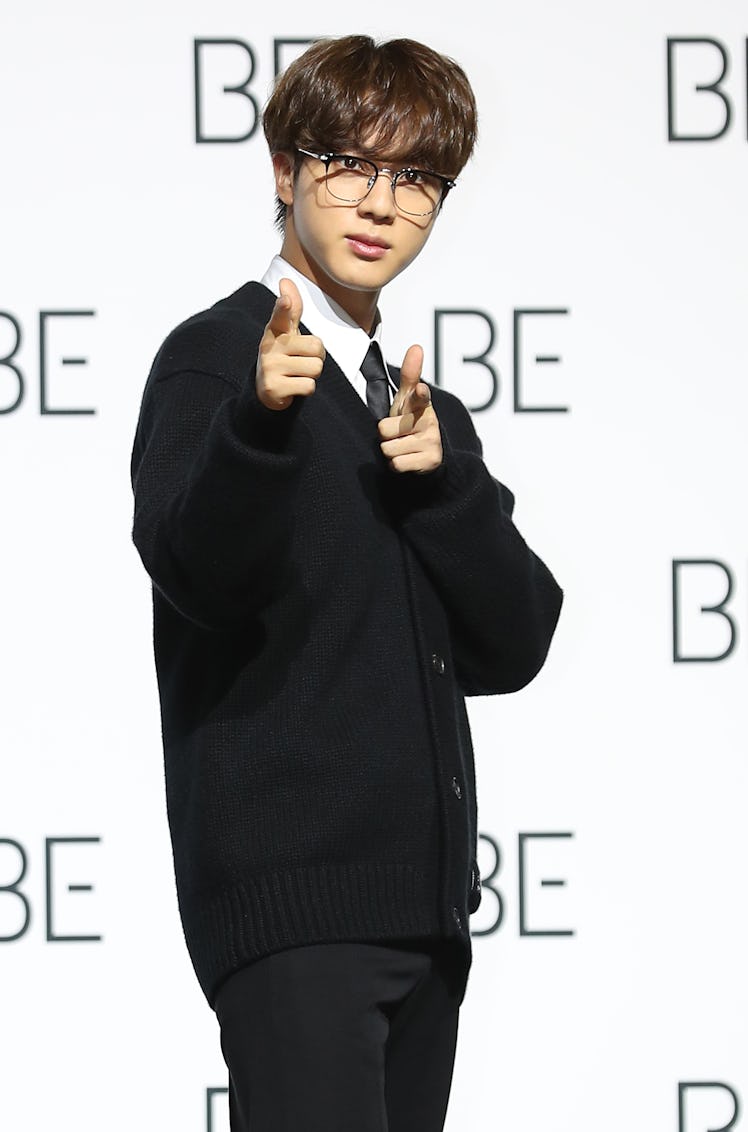 SEOUL, SOUTH KOREA - NOVEMBER 20: Jin of BTS during BTS's new album 'BE (Deluxe Edition)' release pr...