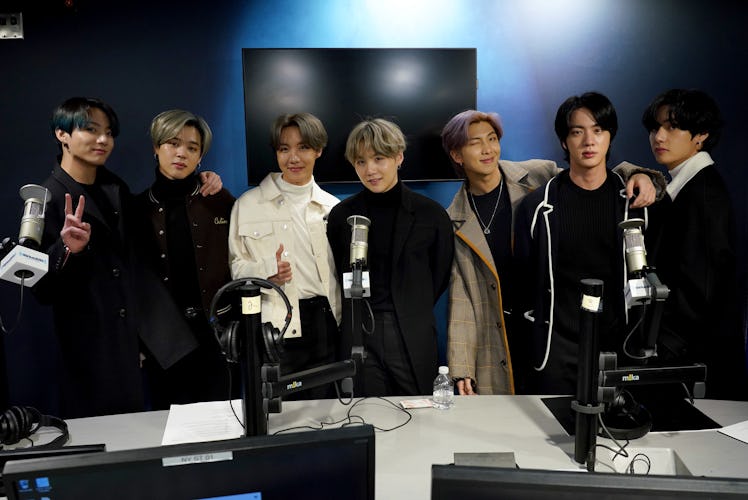 NEW YORK, NEW YORK - FEBRUARY 21: K-pop boy band BTS visit the SiriusXM Studios on February 21, 2020...