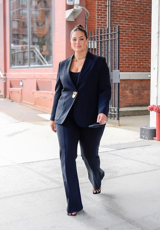 NEW YORK, NY - MAY 25:  Ashley Graham walks outside CBS in Midtown on May 25, 2021 in New York City....