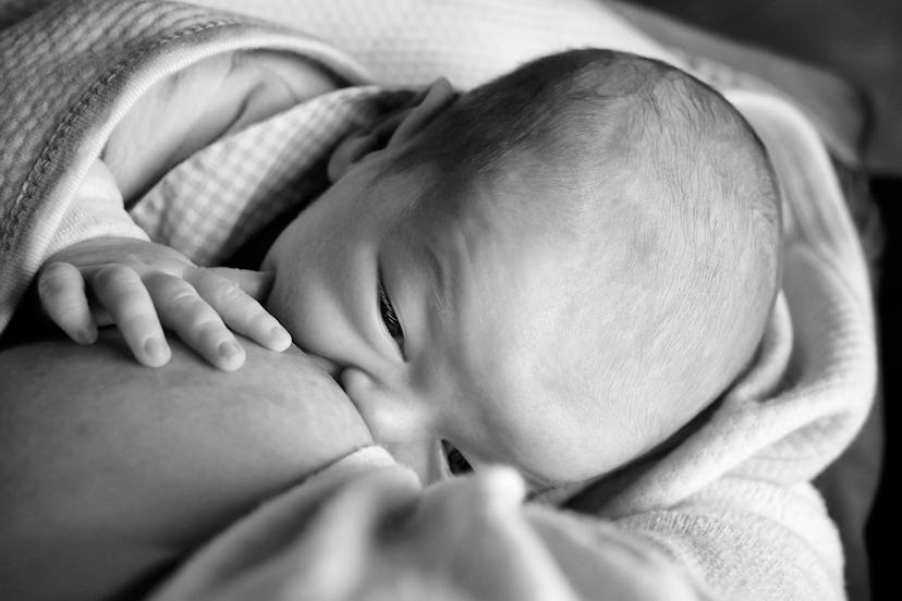 overhead shot of baby nursing