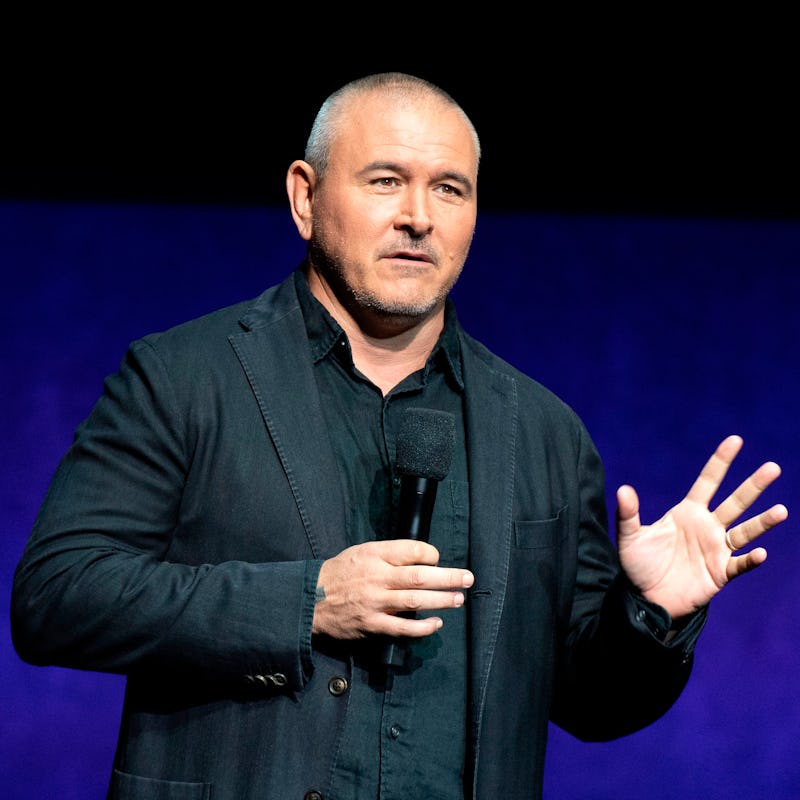 Director Tim Miller speaks on stage during the CinemaCon Paramount Pictures Exclusive Presentation a...