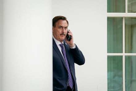 WASHINGTON, DC - JANUARY 15: MyPillow CEO Mike Lindell waits outside the West Wing of the White Hous...