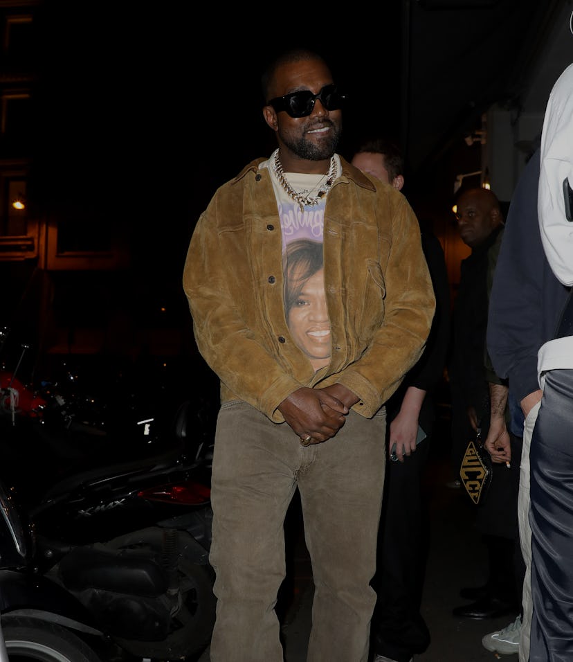 PARIS, FRANCE - MARCH 02: Kanye West is seen leaving a restaurant after his show on March 02, 2020 ...