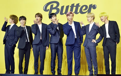 SEOUL, SOUTH KOREA - MAY 21: BTS attends a press conference for BTS's new digital single 'Butter' at...