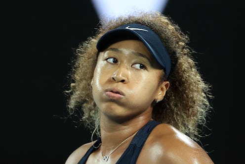 Japan's Naomi Osaka reacts on a point against Jennifer Brady of the US during their women's singles ...