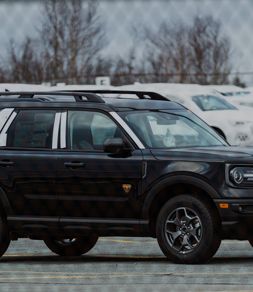 Eastern Passage, Canada - January 10, 2021 - A 2021 Ford Bronco Sport awaits transport from the Auto...