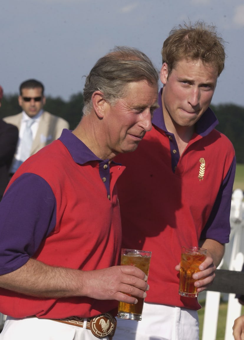 Prince William drinks with Prince Charles.
