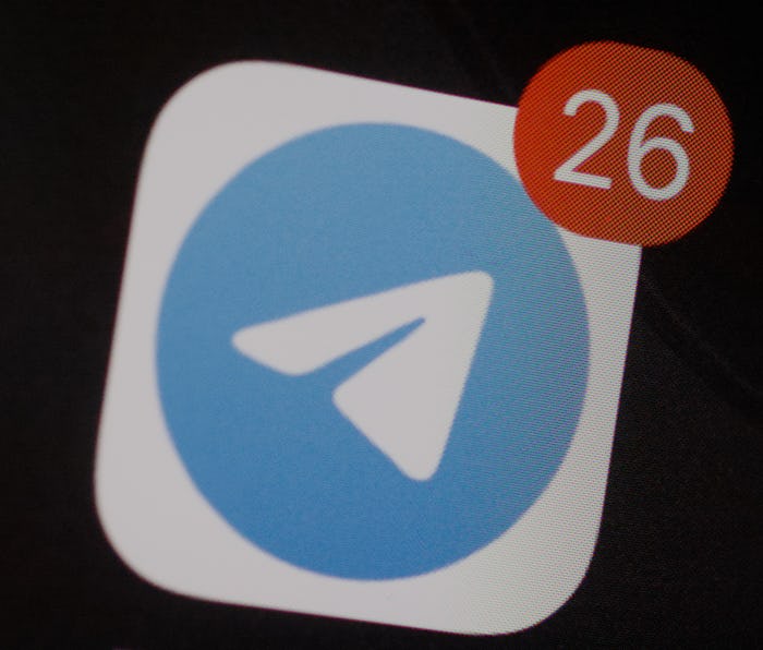 The Telegram encrypted messaging application icon is seen on an iPhone home screen in Warsaw, Poland...