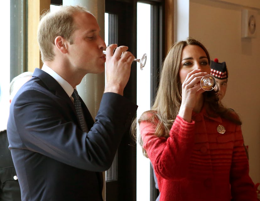 Prince William and Kate Middleton drink whiskey.