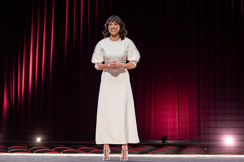 In this image released on April 22, host Melissa Villaseñor speaks during the 2021 Film Independent ...