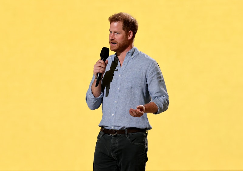 INGLEWOOD, CALIFORNIA: In this image released on May 2, Prince Harry, Duke of Sussex speaks onstage ...