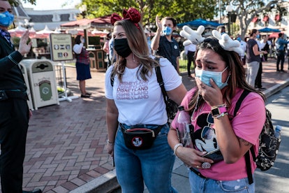 Anaheim, CA, Friday, April 30, 2021 - Megan Reeves, right and Melissa Orlandi join a limited number ...