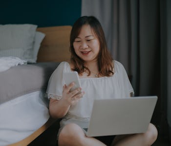 asian chinese body positive woman enjoying her weekend at home