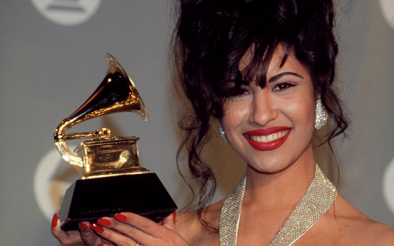 Singer Selena (Quintanilla) receives Grammy Award at The 36th Annual Grammy Awards on March 1, 1994 ...