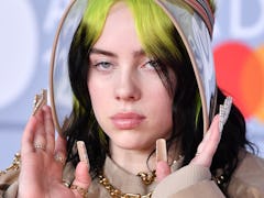 LONDON, ENGLAND - FEBRUARY 18: (EDITORIAL USE ONLY) Billie Eilish attends The BRIT Awards 2020 at Th...