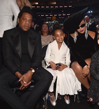 NEW YORK, NY - JANUARY 28:  Recording artist Jay Z, daughter Blue Ivy Carter and recording artist Be...