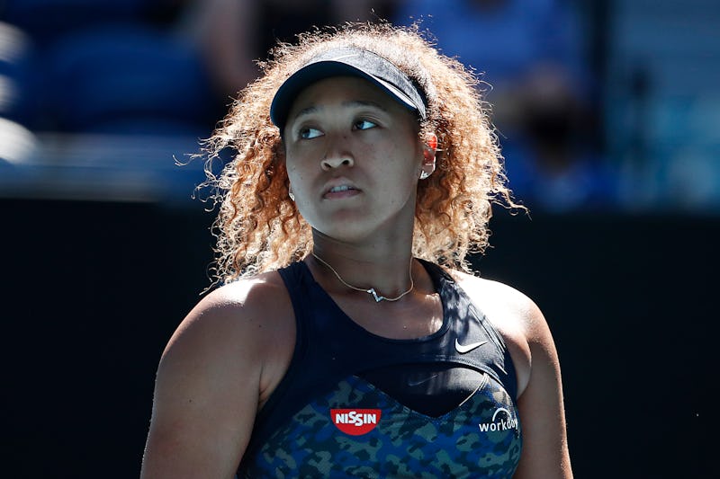 MELBOURNE, AUSTRALIA - FEBRUARY 18: Naomi Osaka of Japan  looks on in her Women’s Singles Semifinals...