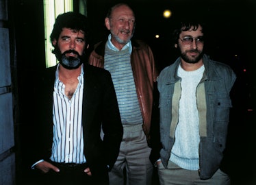 Portrait of American directors George Lucas, Irvin Kershner and Steven Spielberg. 1980s (Photo by Mo...