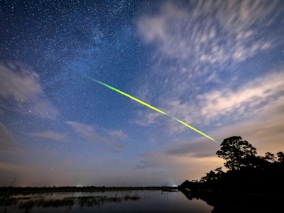 A rare Green Fireball meteor from the Eta Aquarid Meteor Shower around 5 a.m. in Babcock Wildlife Ma...