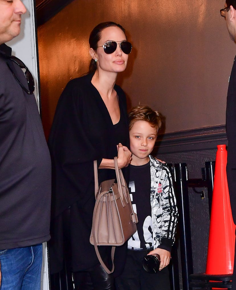 NEW YORK, NY - JUNE 19:  Angelina Jolie and Knox Jolie-Pitt leave Broadway musical Hamilton at Richa...