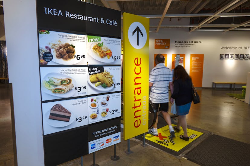 IKEA, restaurant and caf_ entrance sign. (Photo by: Jeffrey Greenberg/Universal Images Group via Get...