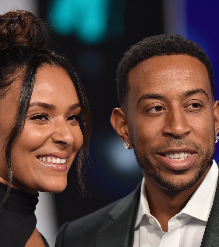 Rapper Ludacris and Eudoxie Mbouguiengue arrive at the 2017 MTV Video Music Awards at The Forum on A...