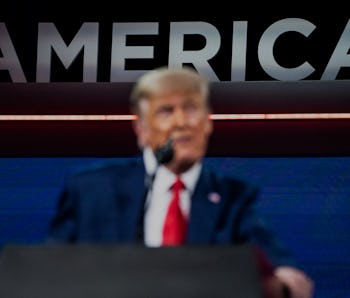 ORLANDO, FL - FEBRUARY 28: Former President Donald J Trump speaks during the final day of the Conser...