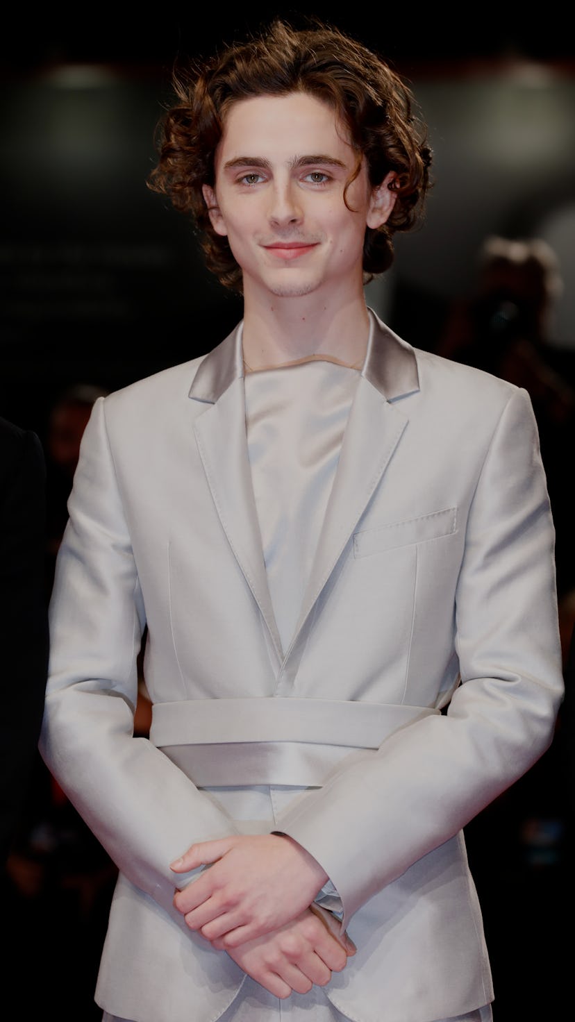 VENICE, ITALY - SEPTEMBER 2: (EDITORS NOTE: Image has been digitally retouched) Timothee Chalamet ar...