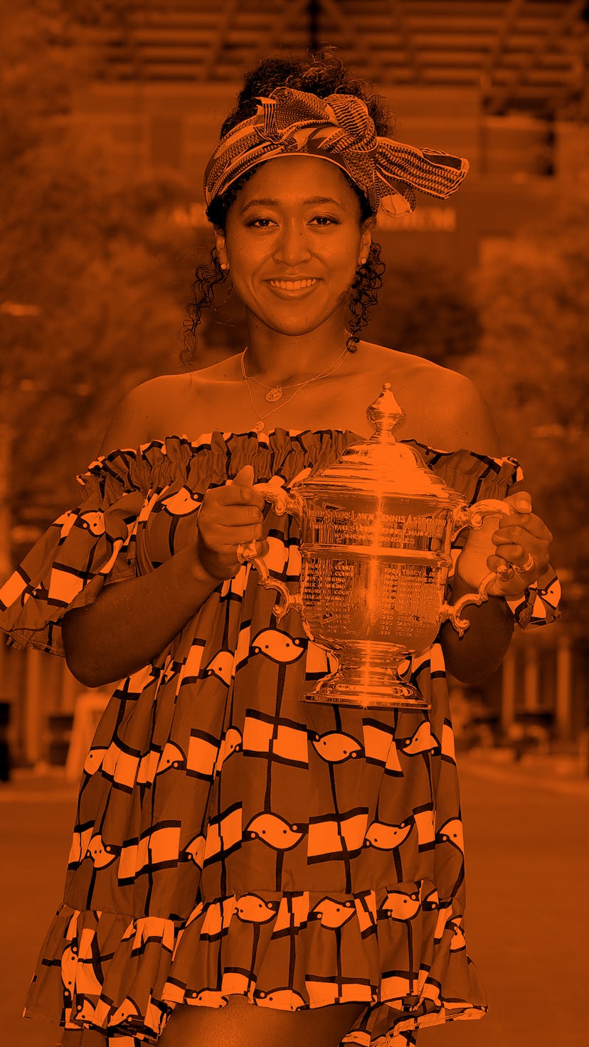 NEW YORK, NEW YORK - SEPTEMBER 13: Naomi Osaka of Japan poses with the US Open trophy the morning af...