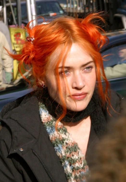 Kate Winslet during Jim Carrey and Kate Winslet On Location for "Eternal Sunshine of the Spotless Mi...