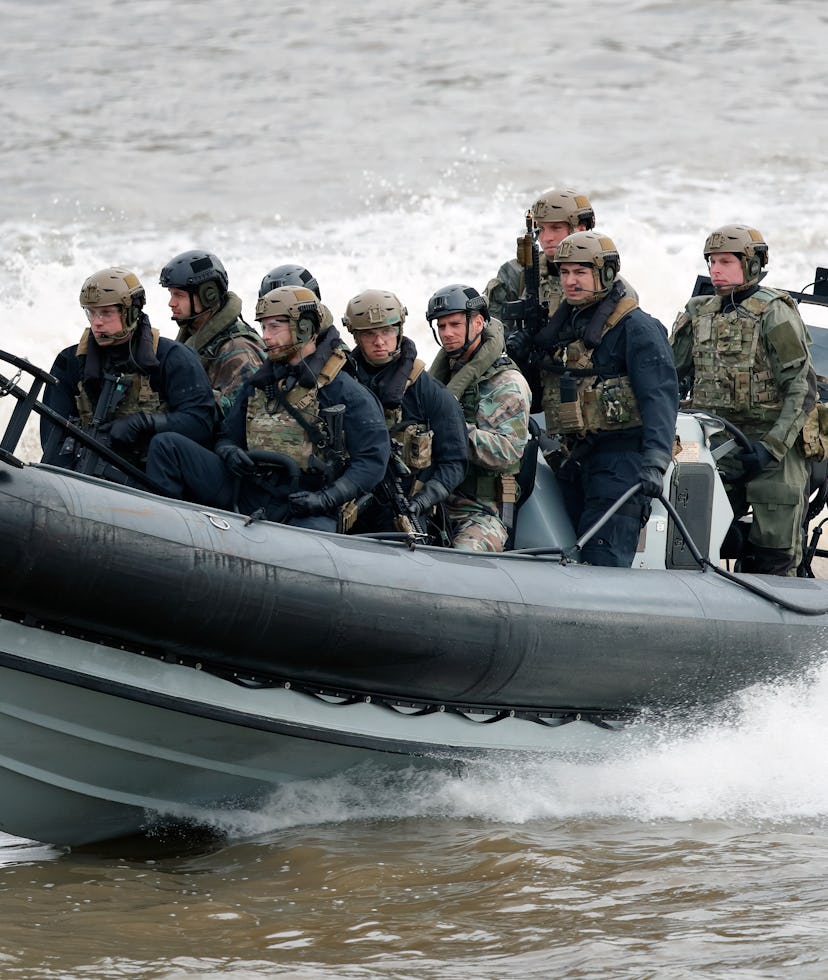 Royal Marines on a boat. Jet suit. Military technology. Tech. Gadgets. Military gadgets.