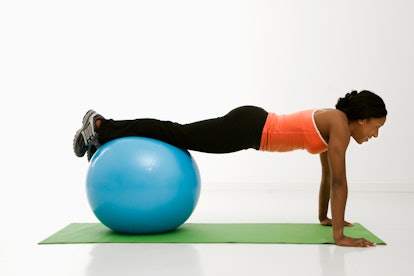 Try using an exercise ball to add a challenge to your core workout.