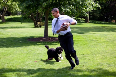 WASHINGTON - MAY12:  In this handout from the The White House, U.S. President Barack Obama plays foo...