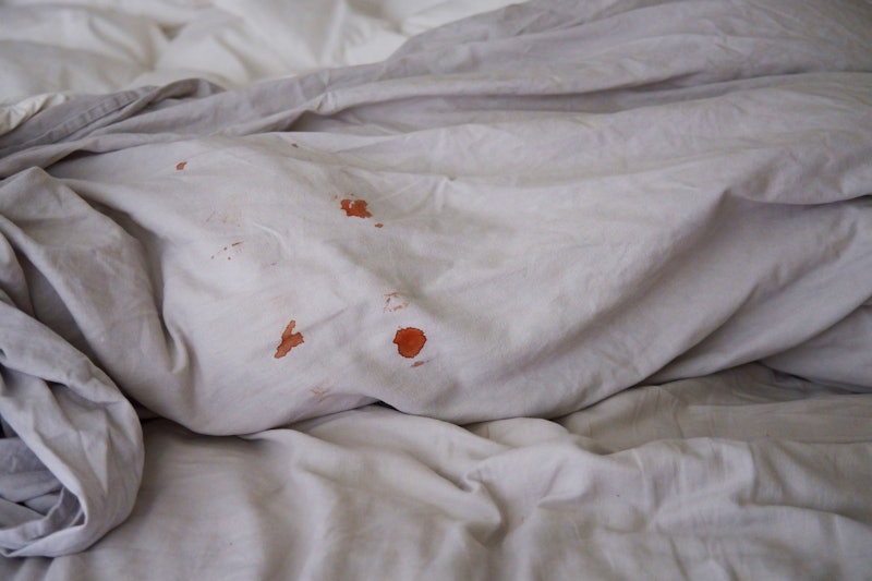 Bloodstains on grey sheets. Girlfriend keeps bleeding during sex? Bleeding during sex (no pain) can ...