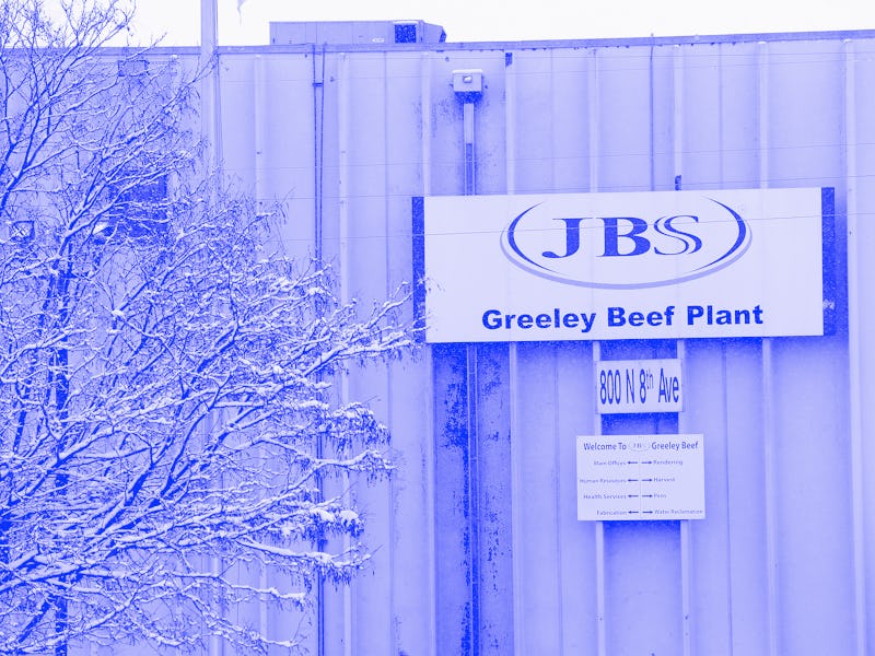 GREELEY, COLORADO - APRIL 16: The Greeley JBS meat packing plant sits idle on April 16, 2020 in Gree...
