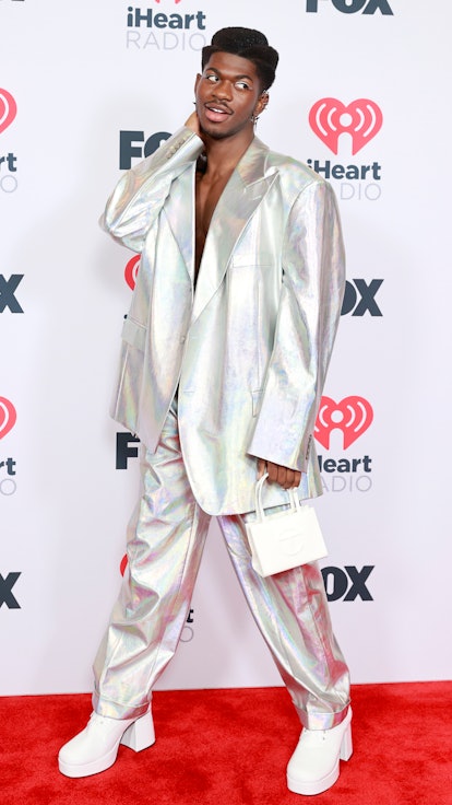 Lil Nas X attends the 2021 iHeartRadio Music Awards at The Dolby Theatre in Los Angeles, California,...