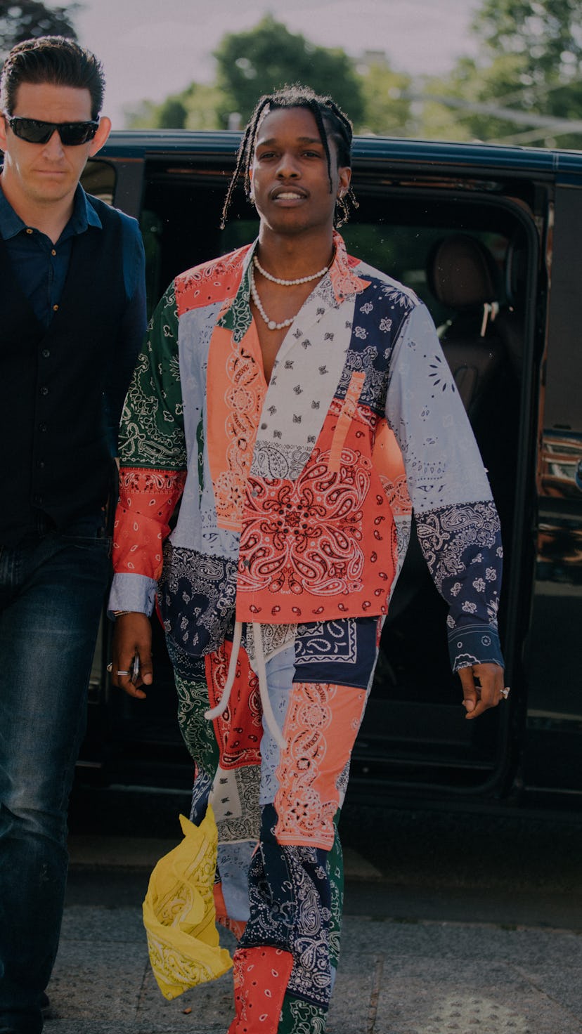 PARIS, FRANCE - JUNE 21: ASAP ROCKY at Dries Van Noten during Paris Fashion Week Mens Spring/Summer...