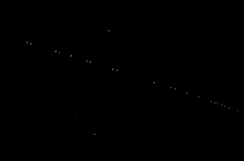 ANKARA, TURKEY - MAY 07: A screen grab captured from a video shows lined up beams of light of the St...