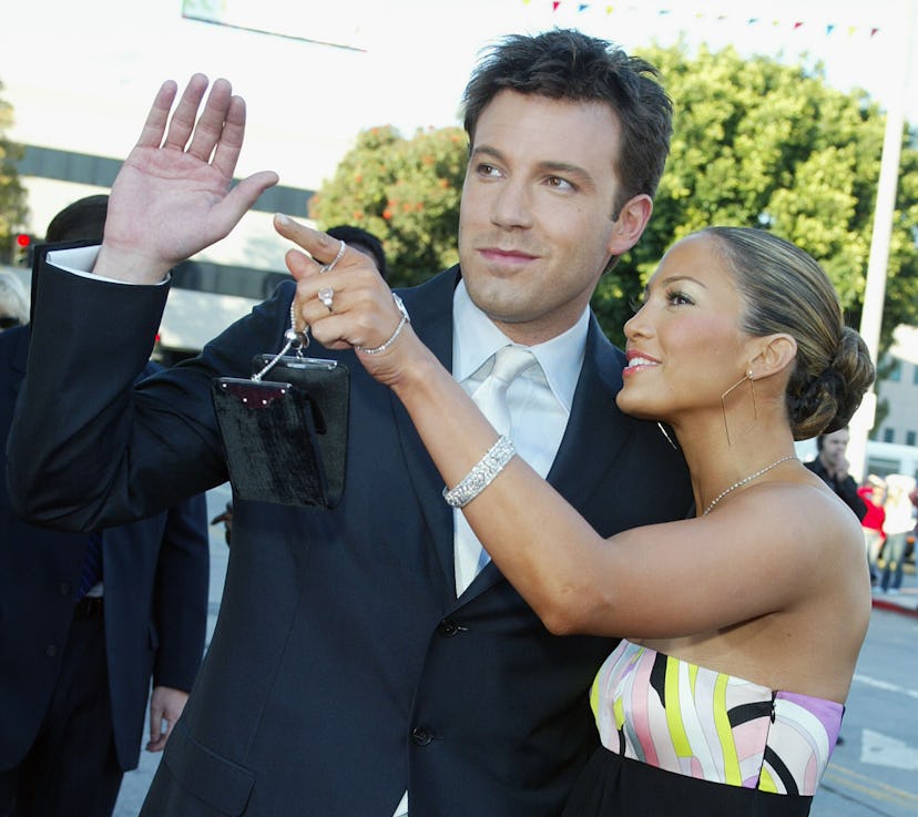 LOS ANGELES - FEBRUARY 9:  Actor Ben Affleck (L) and his fiance actress/singer Jennifer Lopez arrive...